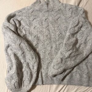ASOS Light Gray Cable Knit Turtleneck Sweater